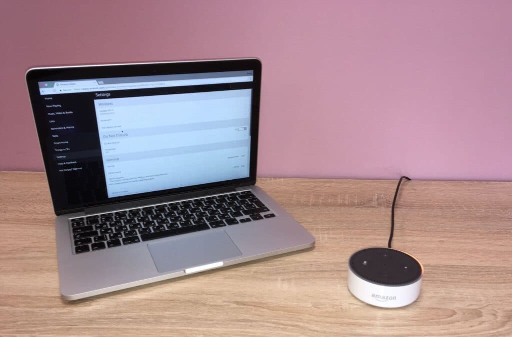 Echo Dot setup process on Mac computer